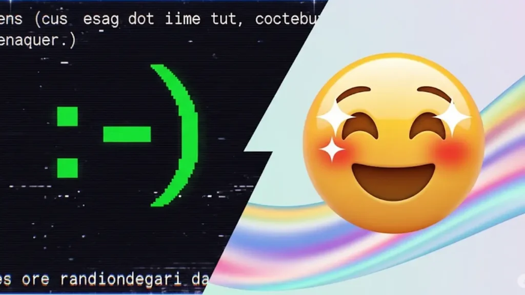 una transizione o un confronto fianco a fianco emoji emoticon