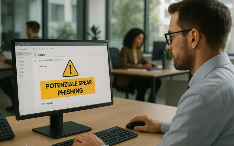 Esempio di e-mail di spear phishing con mittente falsificato